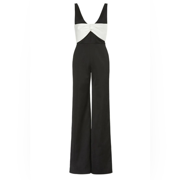 Alexis Marinna Black White Wide Leg Sleeveless V-Neck Cocktail Jumpsuit - Picture 6 of 9